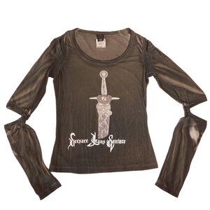 Versace Jeans Couture Embroidered Dagger Long Sleeve Shirt | Rocker | GUC | M